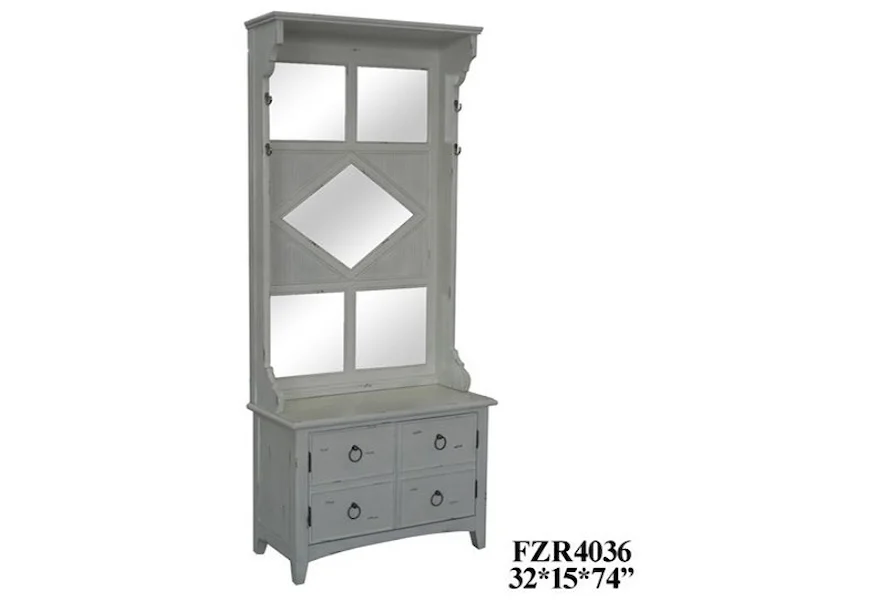 Accent Furniture Antique White Mirrored Hall Tree by Crestview Collection at Esprit Decor Home Furnishings